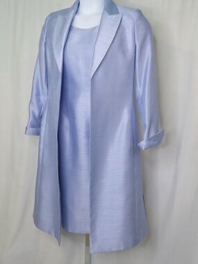 Le Suit Dress And Coat Set Mauve Shantung Satin size Large